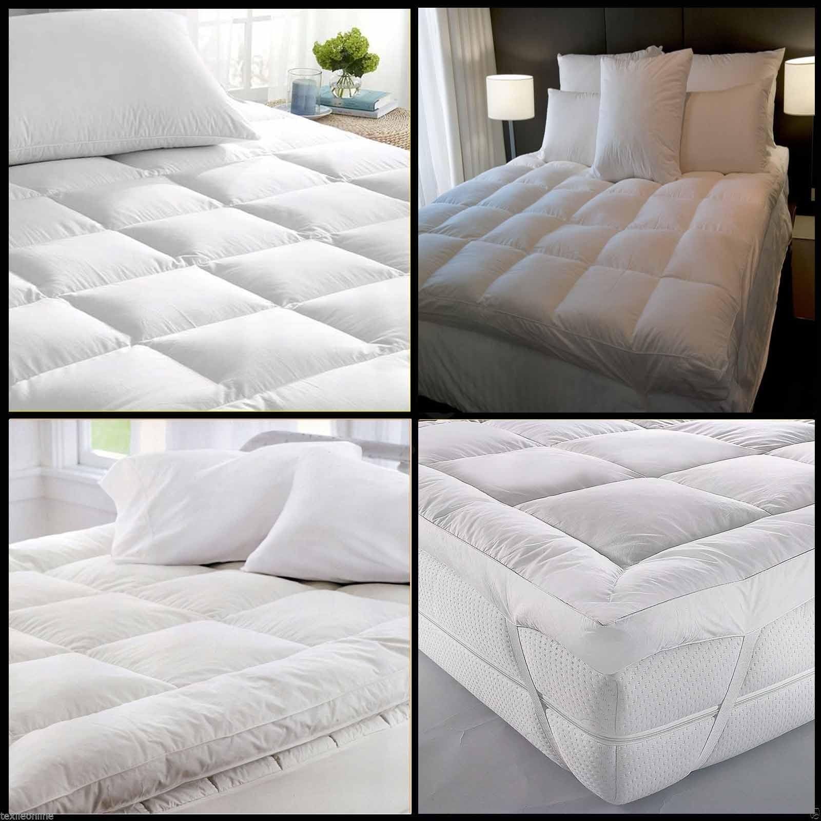 Textile online Mattress Topper Duck Feather & Down Luxury Extra Thick Box Constructed Stitched (Single)
