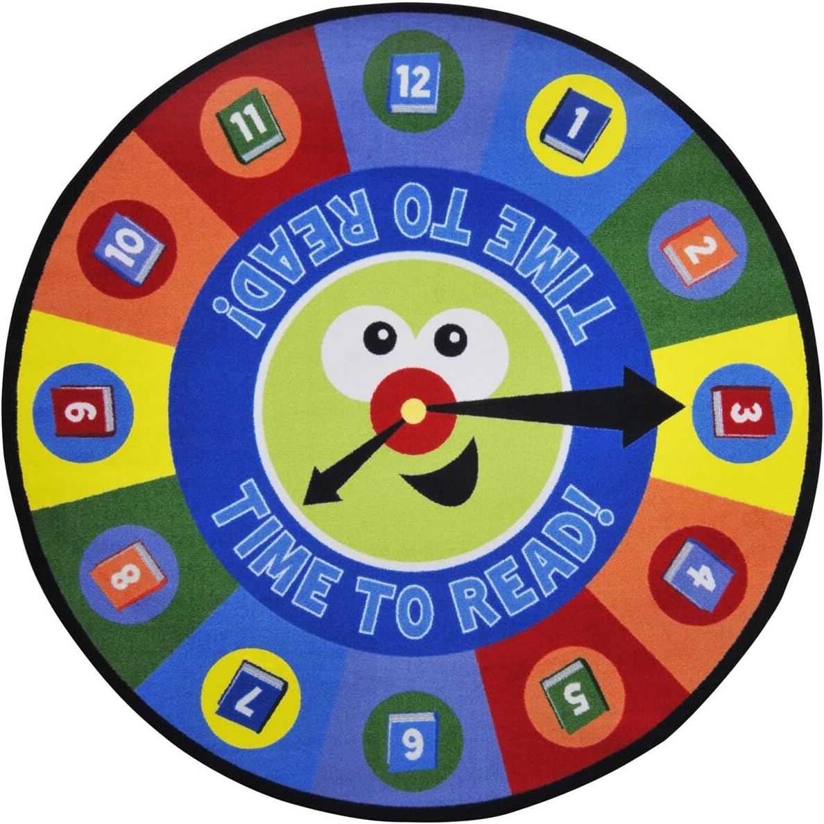 Joy Carpets Time to Read 7'7" Round Area Rug in Color Multi