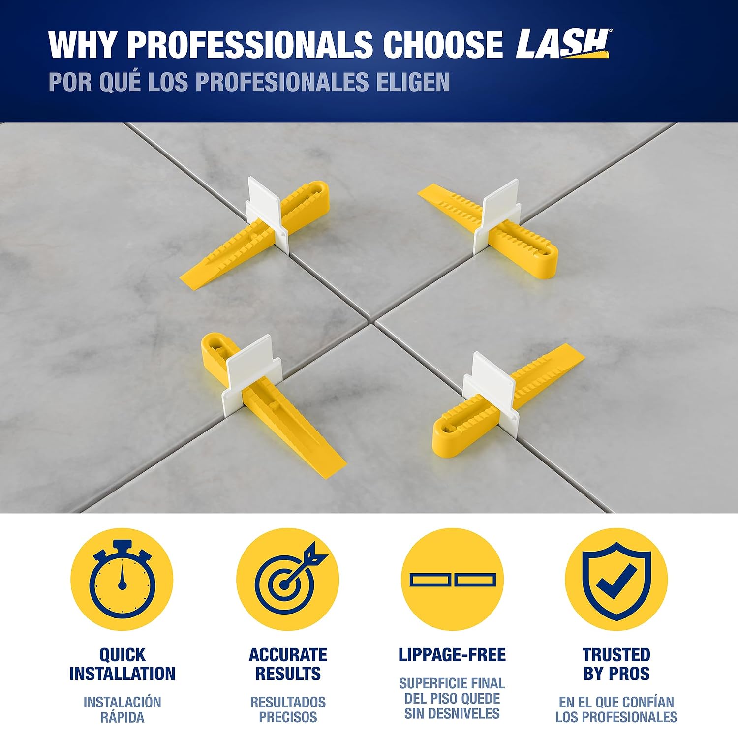 QEP LASH 99730 Tile Leveling System Clips - 1/16" White - 100 Pack