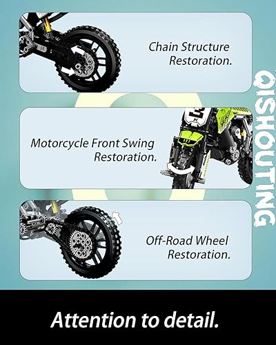 Miniatura 6 de QISHOUTING Juguete de construcción de motocicleta todoterreno para niños adolescentes, kits de construcción de motocross a escala 18, 453 piezas,