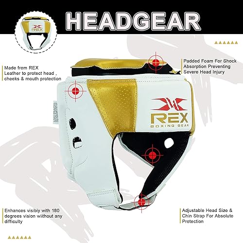 Miniatura 3 de Rex - Casco infantil para boxeo, lucha de artes marciales mixtas y entrenamiento de kickboxing, mejillas, protección auditiva, casco para Sparring,
