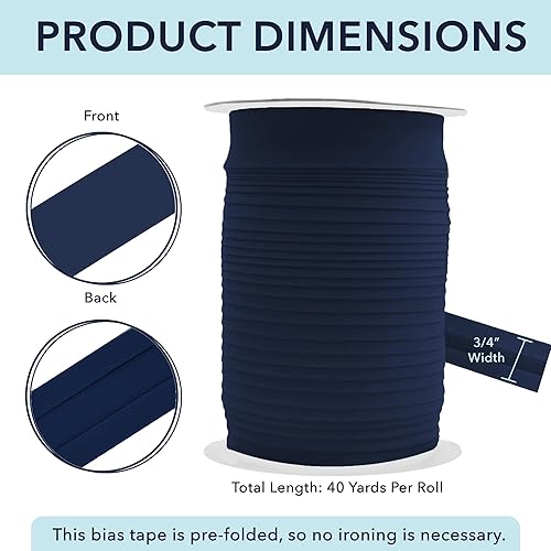 Miniatura 71 de Mandala Crafts Cinta al bies de un solo pliegue de 5/8 pulgadas para coser, acolchar, tuberías, dobladillo, manta y encuadernación de colcha, cinta