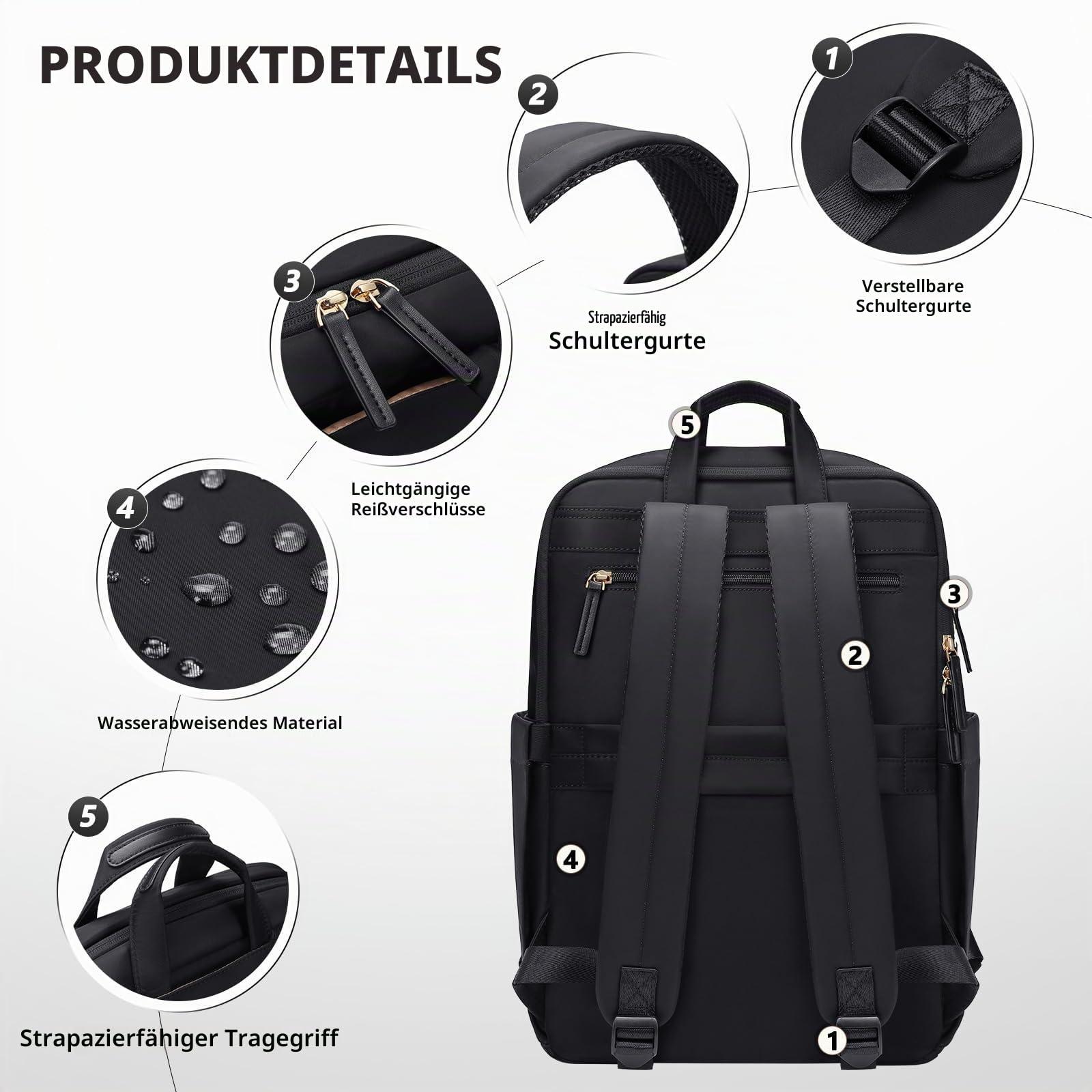 Golf Quality Rucksack Herren Business Reiserucksack Handgepäck Rucksack Damen Bussiness Rucksack wasserdicht 16" – Bild 9