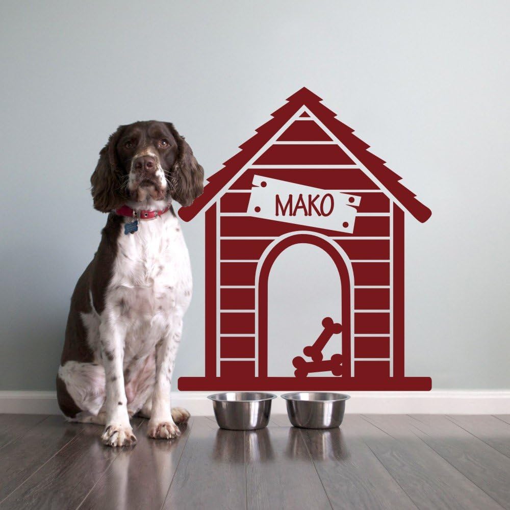 Dog House Wall Decal Personalized Name Wall Quote Pet Wall Stickers Wall Graphic Wall Mural Vinyl Home Art Decoration Black
