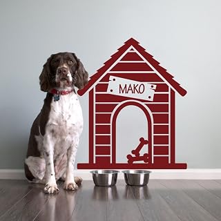 Dog House Wall Decal Personalized Name Wall Quote Pet Wall Stickers Wall Graphic Wall Mural Vinyl Home Art Decoration Dark Red