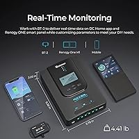 Vista 2 de Controlador de carga solar Renogy (Bluetooth) - Rover 40A 12V24V Controladores de carga MPPT de entrada DC con parámetro automático para paneles
