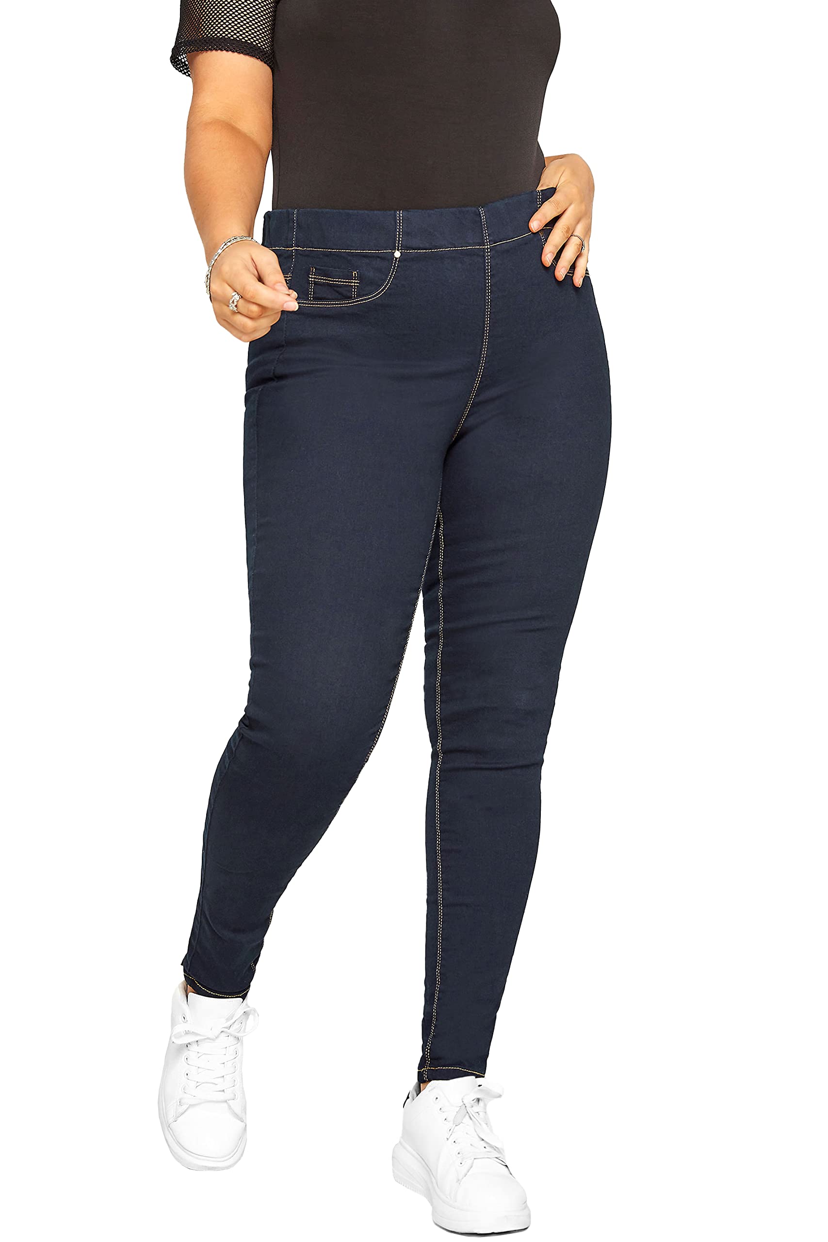 Yours for Good Curve Stretch Blue Pull On Jenny Jeggings - Women's - Plus Size Curve