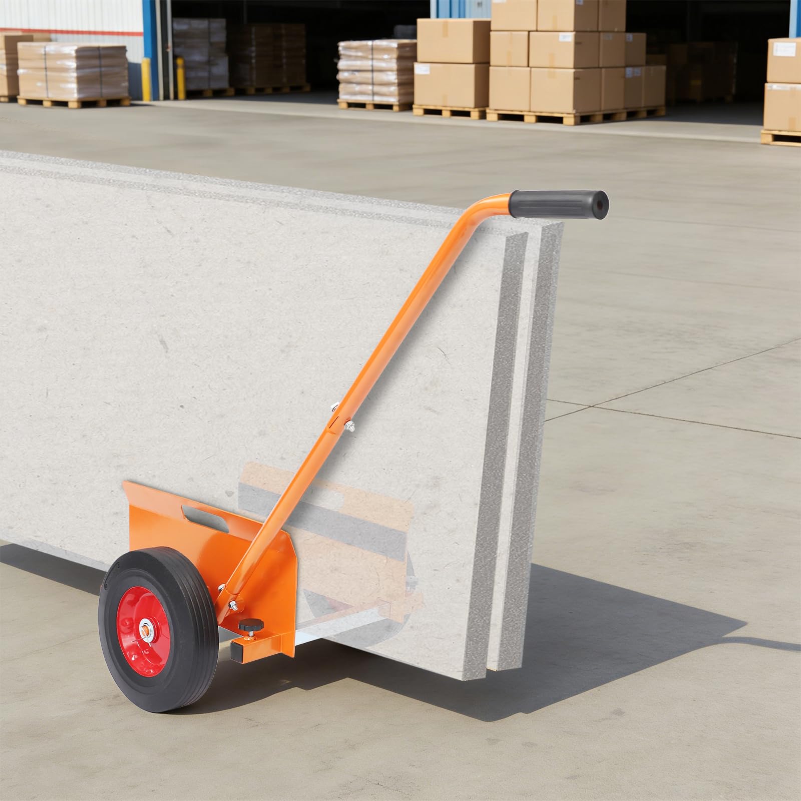 Plattenwagen, Plattentransporter mit 10'' Vollräder & abnehmbarem Langen Griff, Transportwagen Plattenroller Verstellbare Seitenplatten (0-23 cm) bis 450kg für Wandpaneelen (Orange)