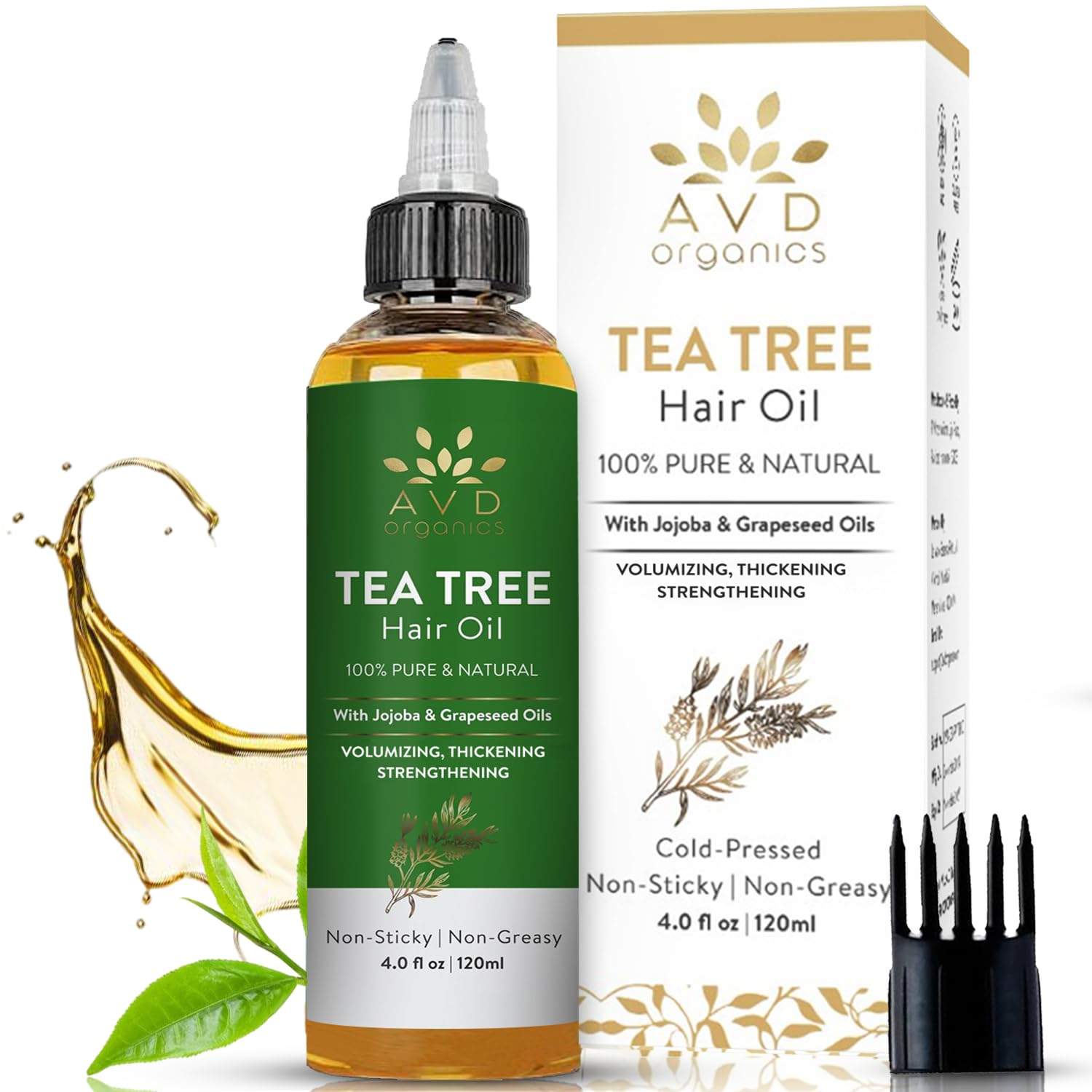 Tea Tree Oil for Hair 4.05 fl oz | With Jojoba & Grapeseed Oils | Soothes Itchy Scalp & Fights Dandruff | Moisturize Skin Strengthen Hair | Ideal for Both Men and Women | 4.05 fl oz