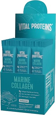 Vital Proteins Marine Collagen, Wild-Caught, Non-GMO Project Verified, Unflavored Stick Packs 10g Box of 20