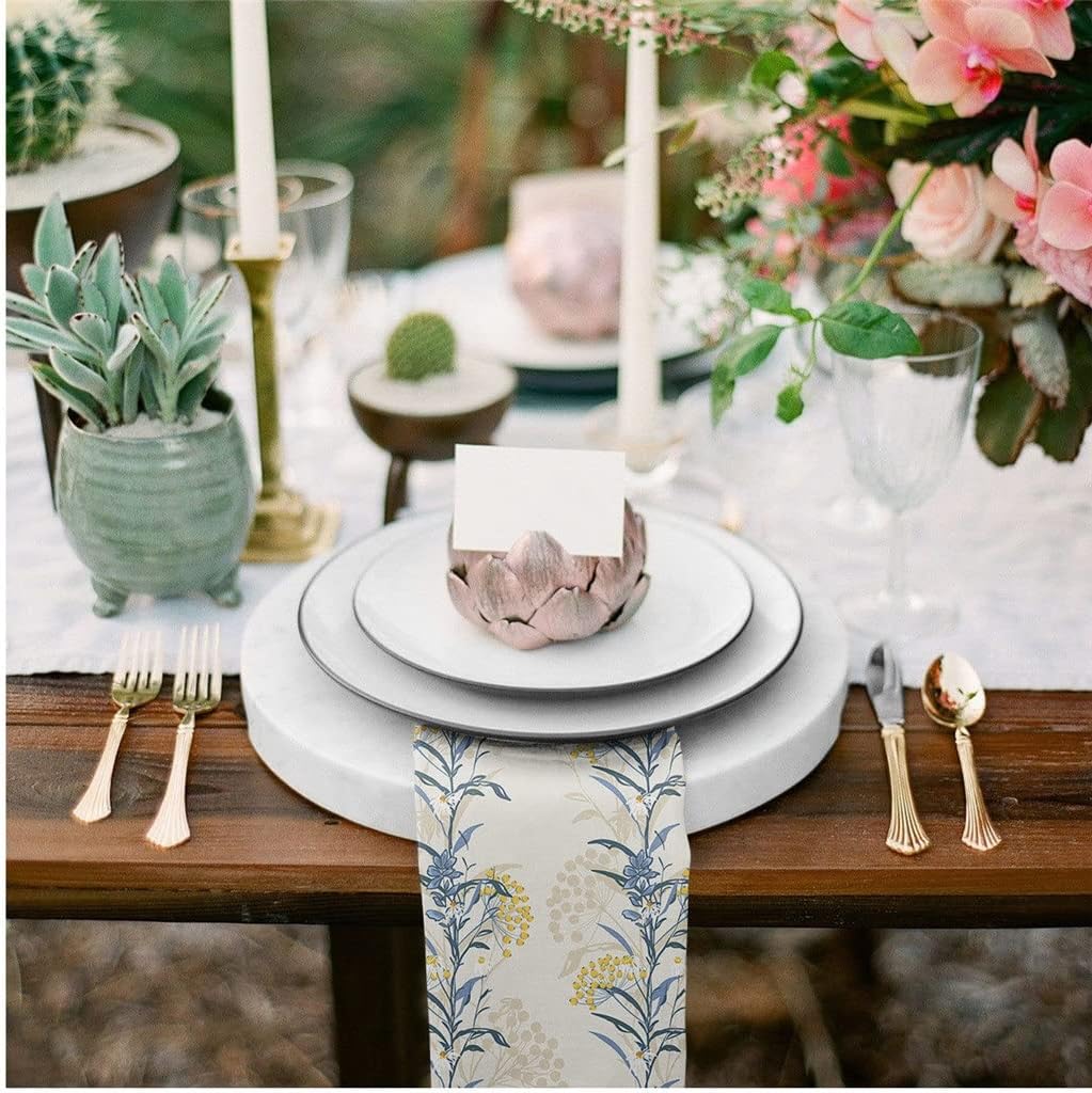 Flower Plant Table Napkins Cloth Set Soft Handkerchief Wedding Decoration Banquet Dinner(4pcs)