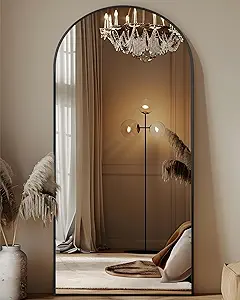 Full Length Mirror, 68"x26" Floor Mirror, Floor Standing Freestanding Arch Full Body Mirror with Stand for Bedroom, Hanging Mounted for Living Room Cloakroom, Black