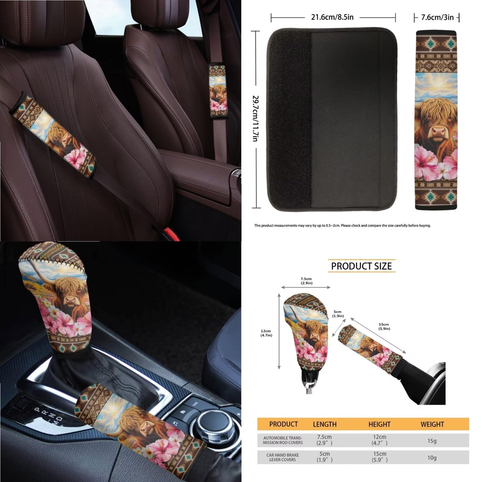 Set completo di coprisedili per auto con stampa di ibisco azteco, anteriore e posteriore, coprivolante, console centrale, imbottiture per cinture di sicurezza, sottobicchieri e coppe