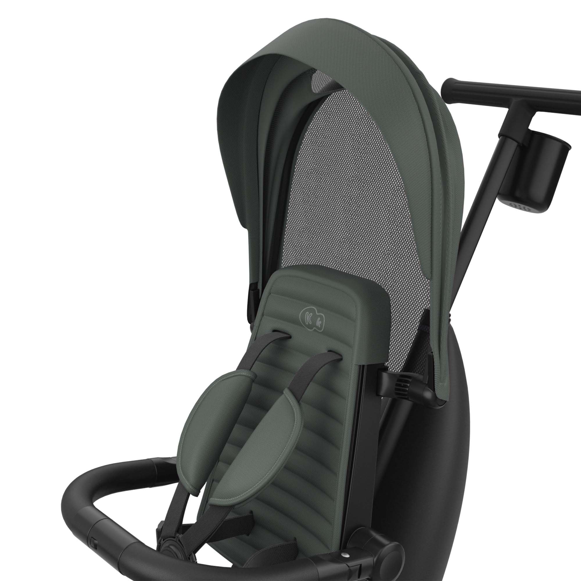 Kinderkraft JAZZ 3 triciclo pieghevole 9 mesi-25 kg, seduta 360°, semi-reclinabile fronte/retro, capotta UPF 50+ impermeabile, ruota libera, chiusura compatta, Verde