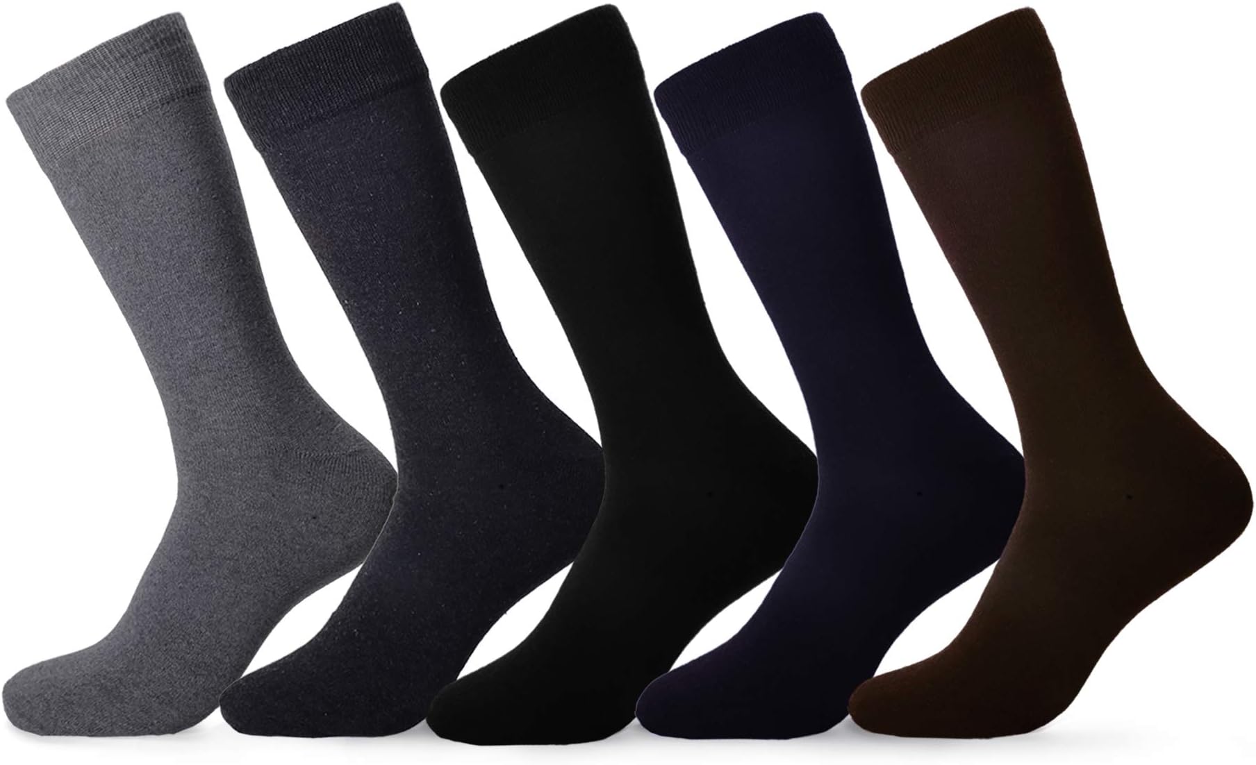 EmprellaDress Socks for Men- 5 Pack Mens Argyle Black or Solid Premium Cotton- Mid Calf