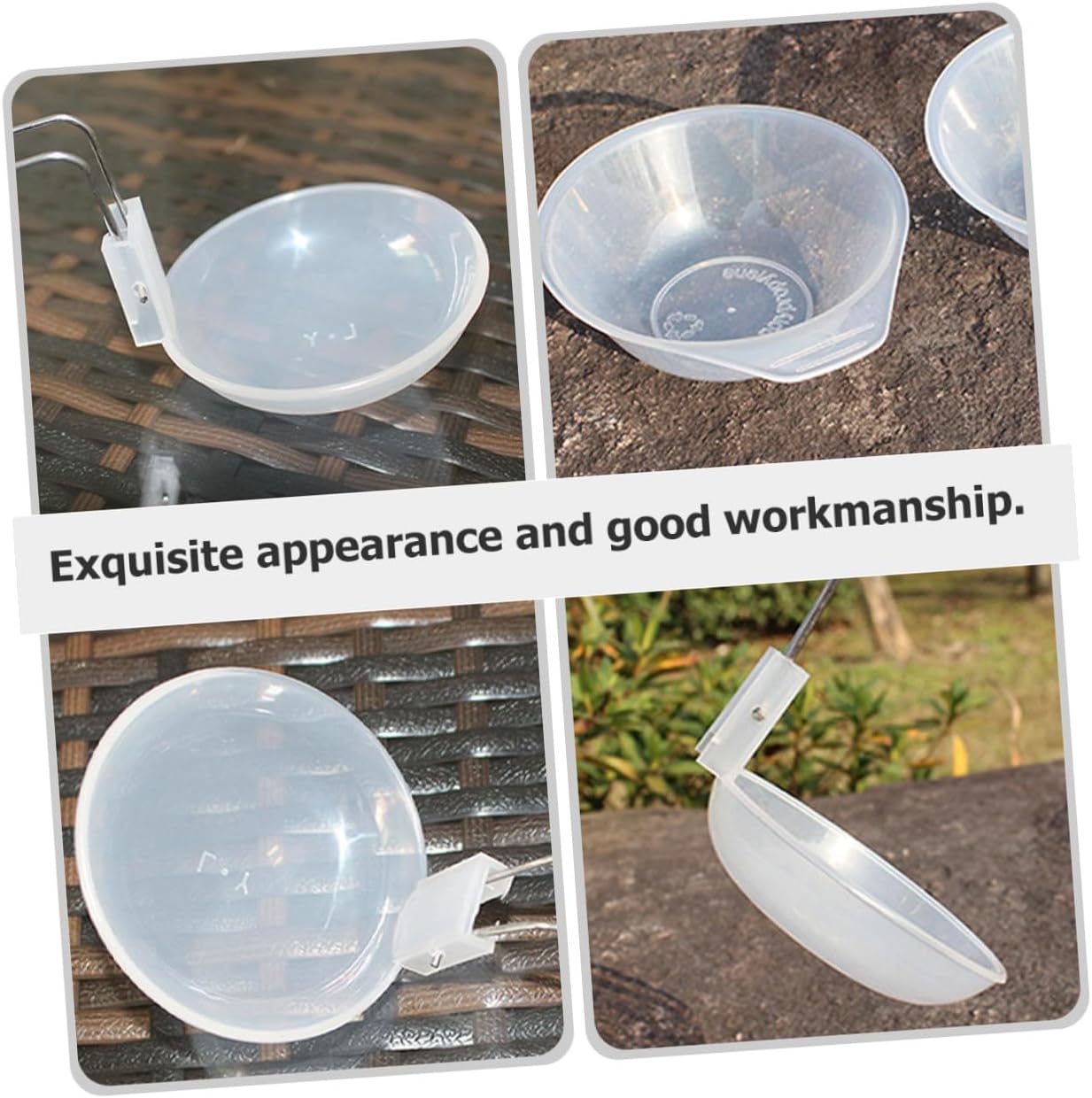 Abaodam Portable Camping Bowl Set 4 Pp Plastic Small Bowls and 4 Soup Spoons, Multi-function Outdoor Lightweight Reusable Tableware for Hiking and Bbq