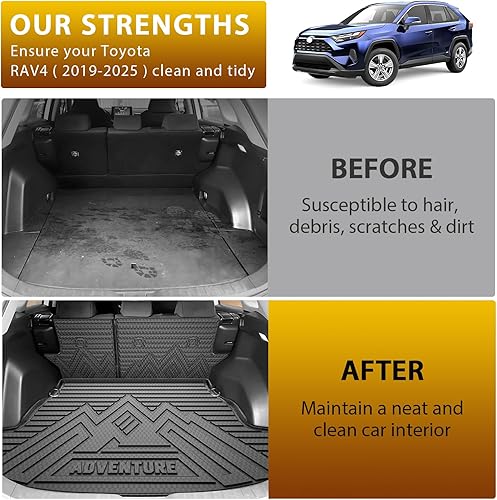 Miniatura 24 de Powerty Alfombrilla de maletero para Toyota RAV4 2019-2025 accesorios (incluye híbrido y gasolina), alfombrilla de carga para todo tipo de clima