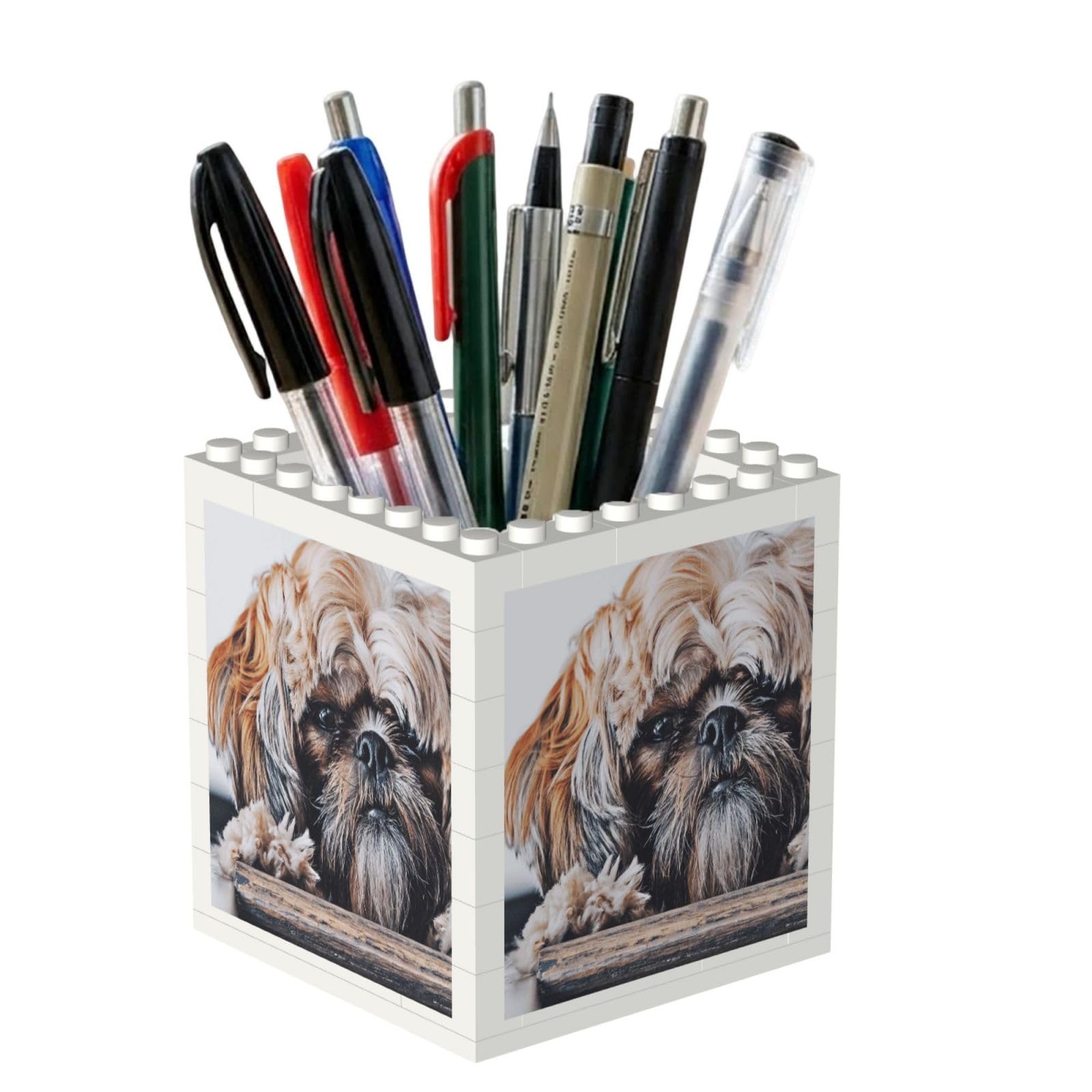 Poadnly Shih Tzu Fluffy Dogs Pets Dogs Shih Tzu, Pen Pot Pencil Holder for Office Home School, Compact Desk Organiser for Office Stationery