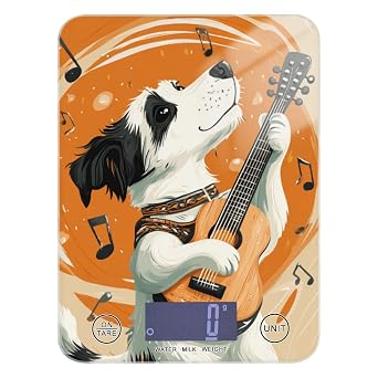Cartoon Dog Music Play LCD Display Small Food Scales for Kitchen 11lb/0.18oz, 5kg/5g Grams Scale with 4 Unit for Roasting Spices Espresso pesa Digital para alimentos