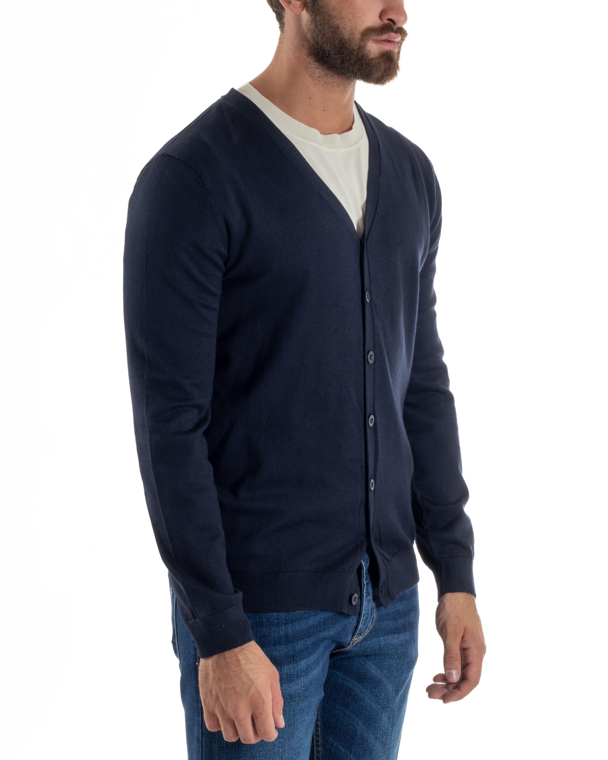 Cardigan Uomo Giacca con Bottoni Maglioncino Scollo V Maglia Sottile Basic