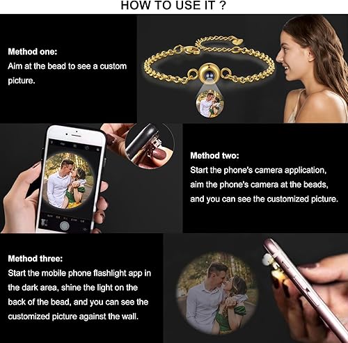 Miniatura 6 de JewelOra Pulseras personalizadas con imagen en el interior, pulsera de fotos personalizada para mujeres, pulseras de proyección personalizadas con