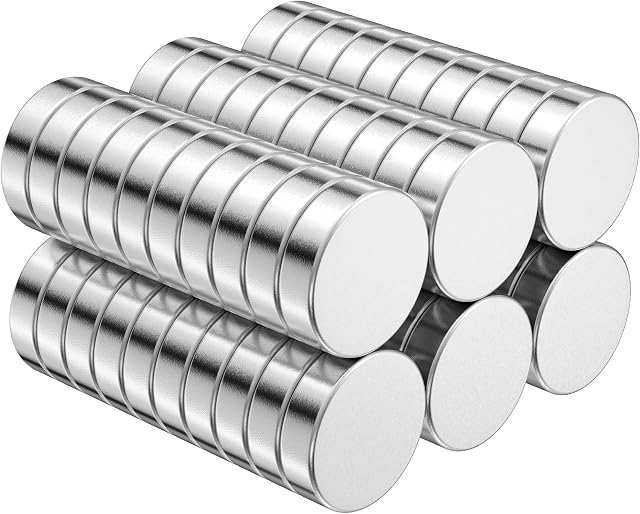 HEETA 60 PCS Magnets Neodymium Magnets Strong & Mini Premium Brushed Magnets Multi-Use Small Round Magnets for Crafts, Refrigerator, Dry Erase Board, Whiteboard at Home/Office/School(10mm × 2.6mm)