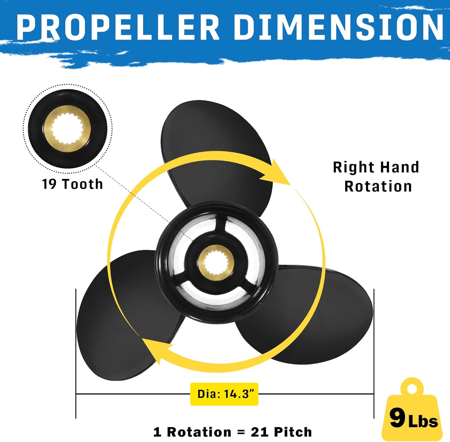 14.3 x 21|3817469 Upgrade Aluminum Boat Propeller fit Volvo Penta SX Drive All Models Engines 130-300 HP 3 Blades 19 Spline Tooth,RH
