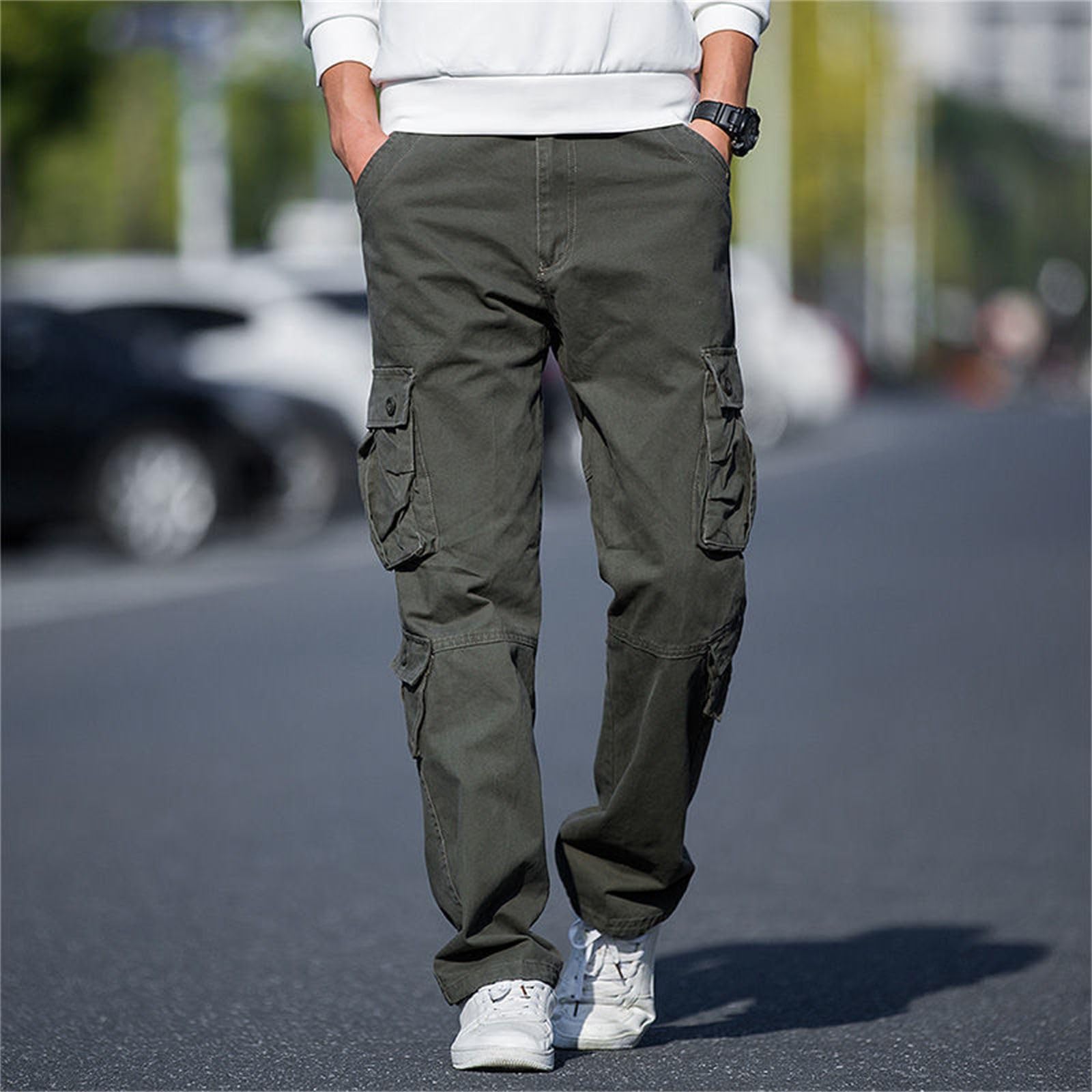 CHUNOTU - Pantaloni da passeggio da uomo, per attività all'aperto, combattimento, lavoro, escursionismo, casual, traspiranti, pantaloni da jogging elasticizzati
