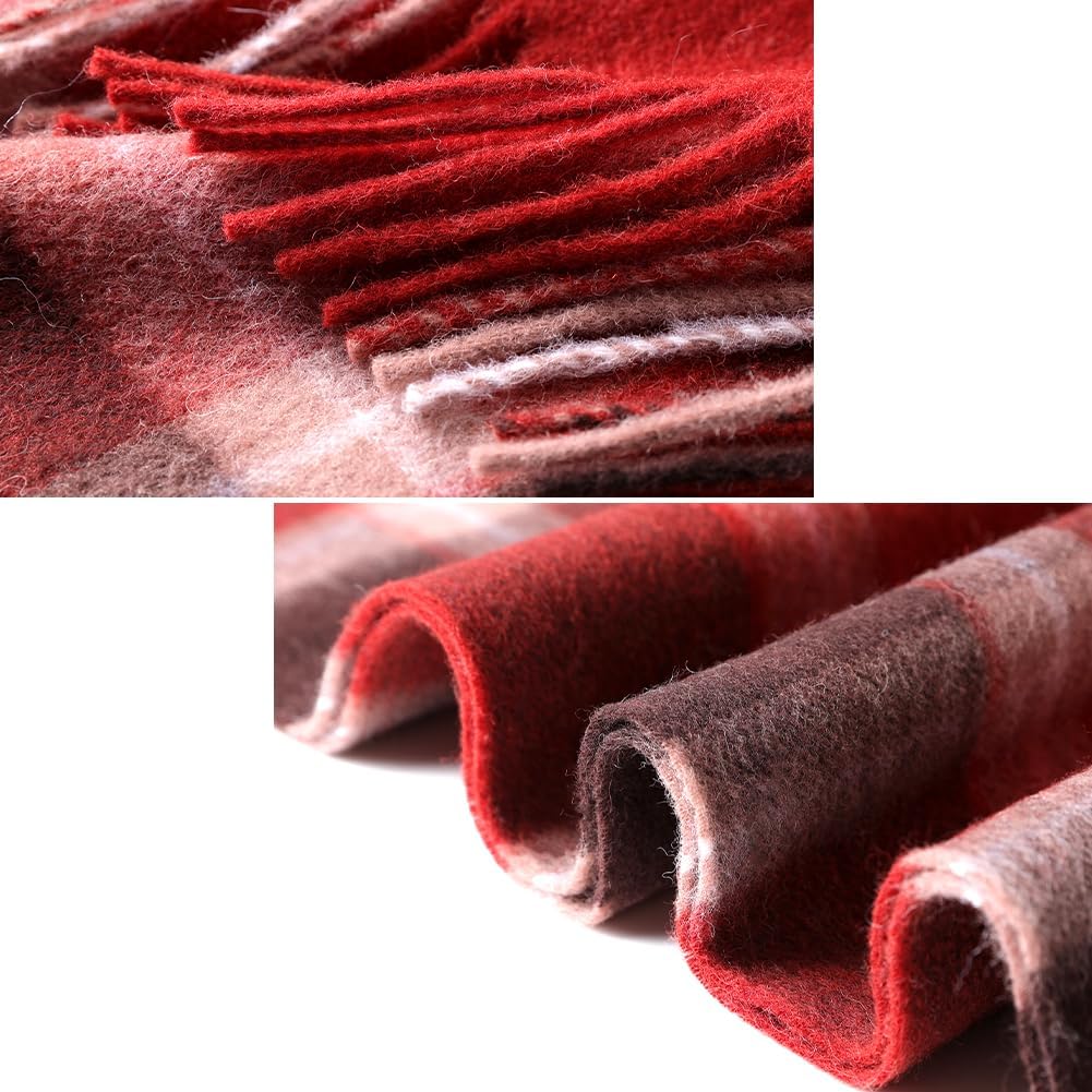 Cashmere Wool Scarf Soft Warm Thick Plaid Winter Scarf Unisex for Women and Men with Gift Box - Image 7