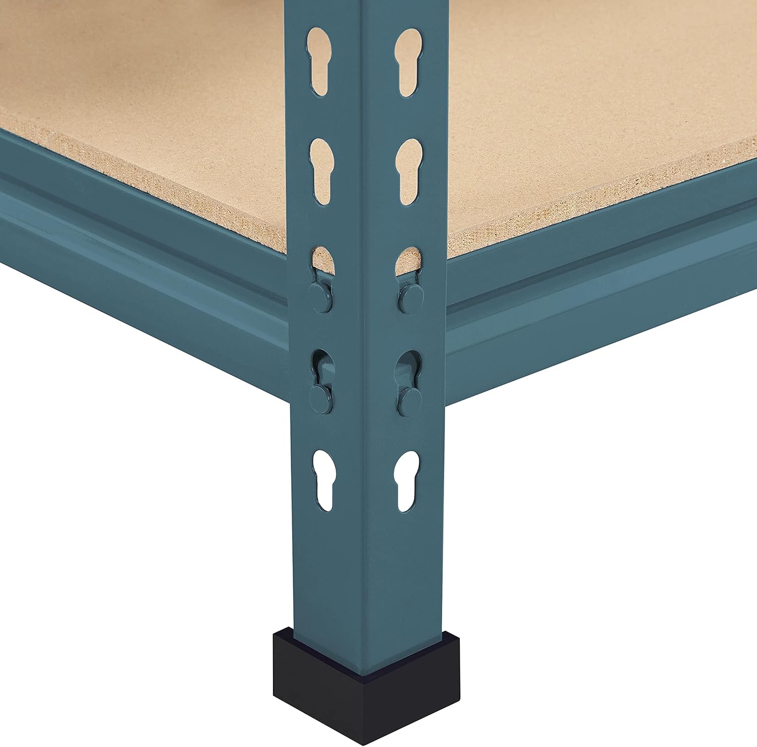 Detail of keyhole slot assembly for the shelf frame