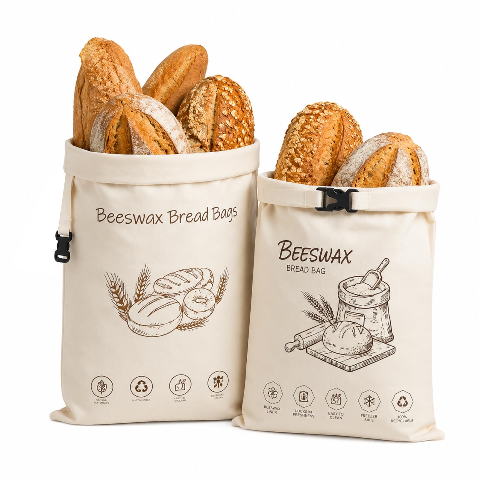 Bolsas de pan de cera de abejas de lino para evitar el pan duro y conservar la masa madre