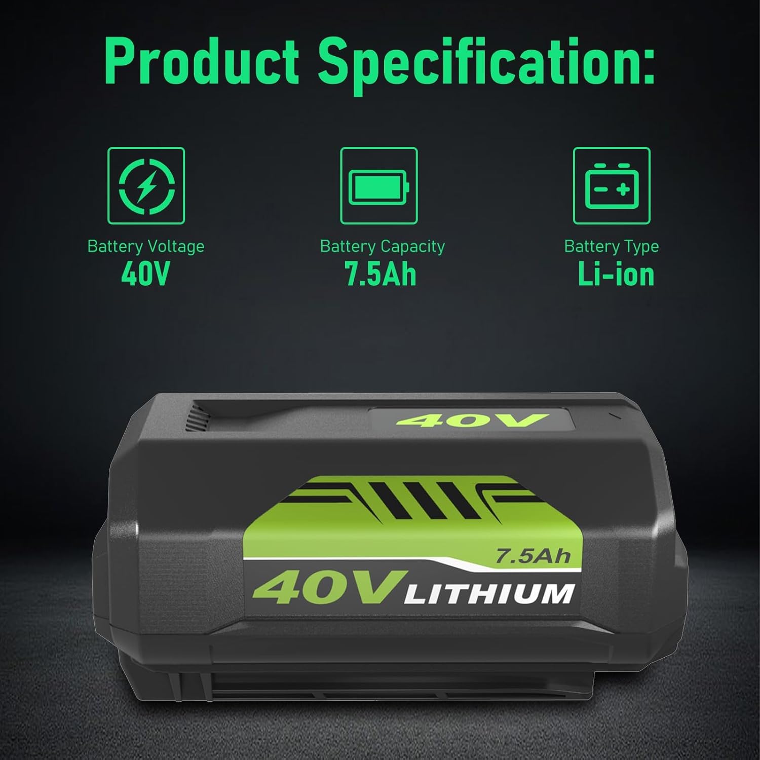 2Pack Upgraded 7500mAh OP4026A and OP401 Charger Replacement for Ryobi 40V Battery 7.5Ah Compatible with Ryobi 40 Volt Batteries Lithium OP40601 OP40201 OP4050A OP4015 Power Tool(7.5Ah+C) - Image 2