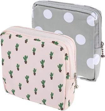 2 Pack Period Bag for Teen Girls, Period Pouch Women Sanitary Napkin Storage Bag, Pad Bag for Period, Portable Pad Pouch Sanitary Pads Organizer for Panty Liners, Tampons