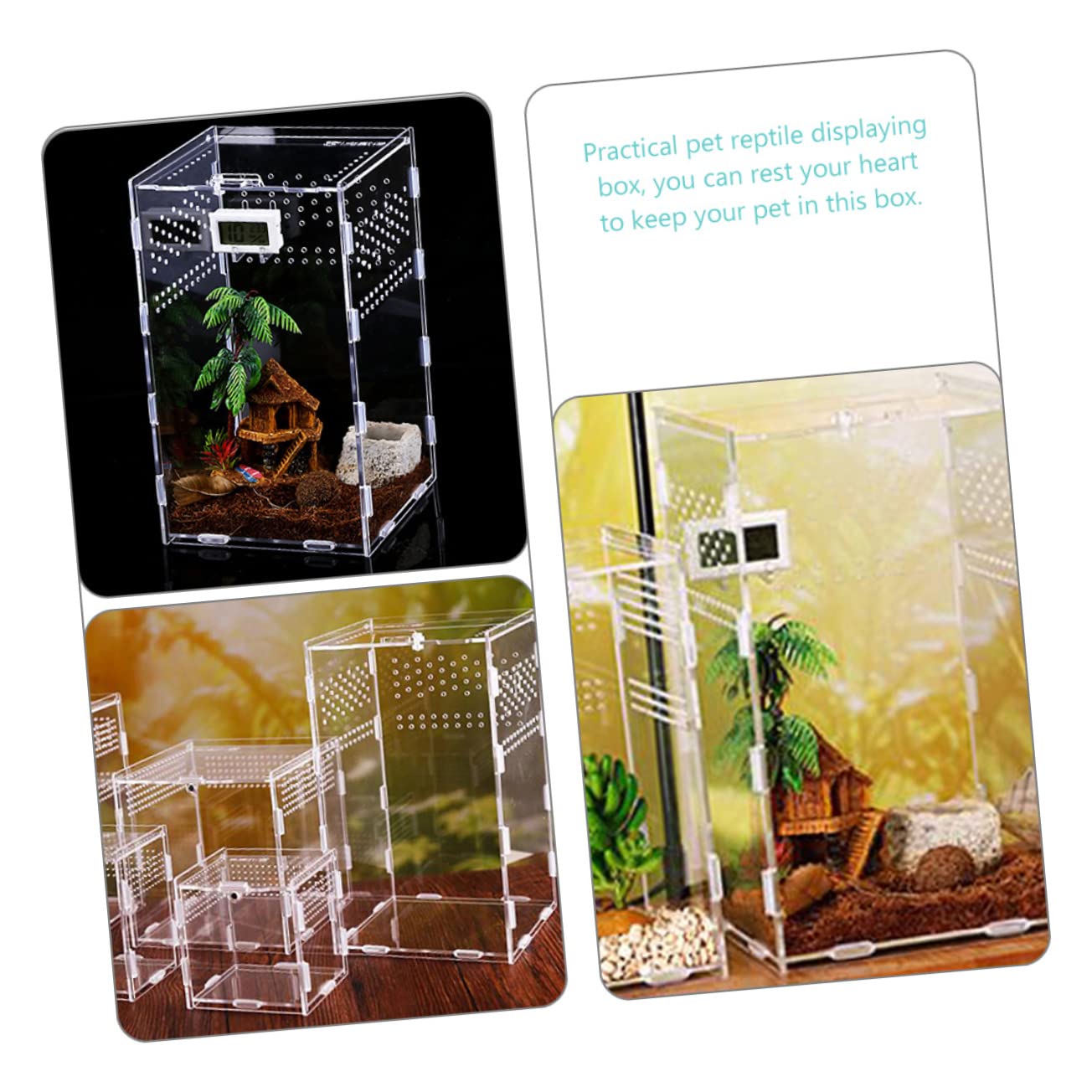 Toyvian Terrarium und Magnetischer Aufzuchtbox mit Stabilem Belüftungssystem für Reptilien aus Acryl zur Zucht und Haltung für Schildkröten und Spinnen