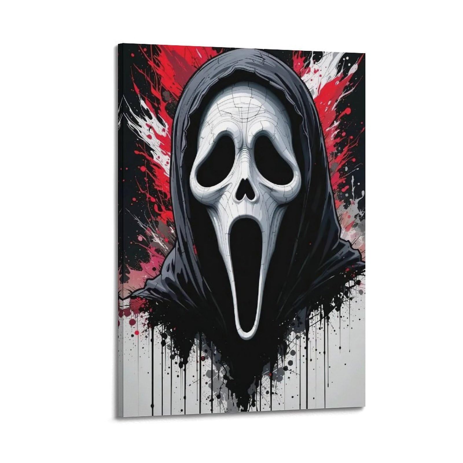 ZLXZPL Poster da parete per ufficio, stampa artistica su tela, poster di Halloween che urla il volto di fantasma con schizzi di sangue, immagine per festival, decorazioni per Halloween, esplosione con