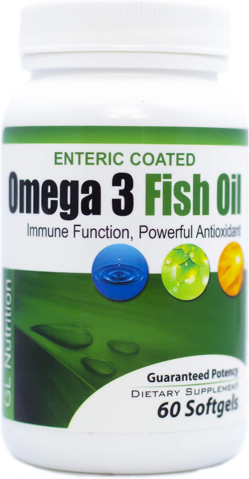Omega 3 Odorless Fish Oil Supplement for Men & Women, 1000mg, 60 Softgels