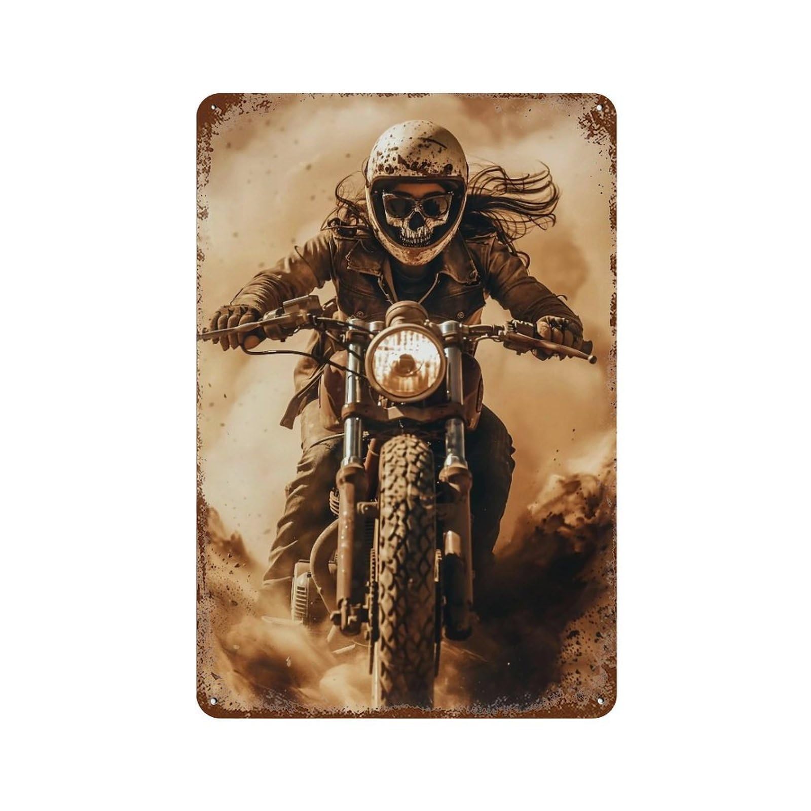 YHGERTKU Post Apocalyptic Desert Biker 04 Wall Art Retro Iron Vintage Metal Tin Sign Poster Modern Decor for Living Rooms Gift 30x20cm