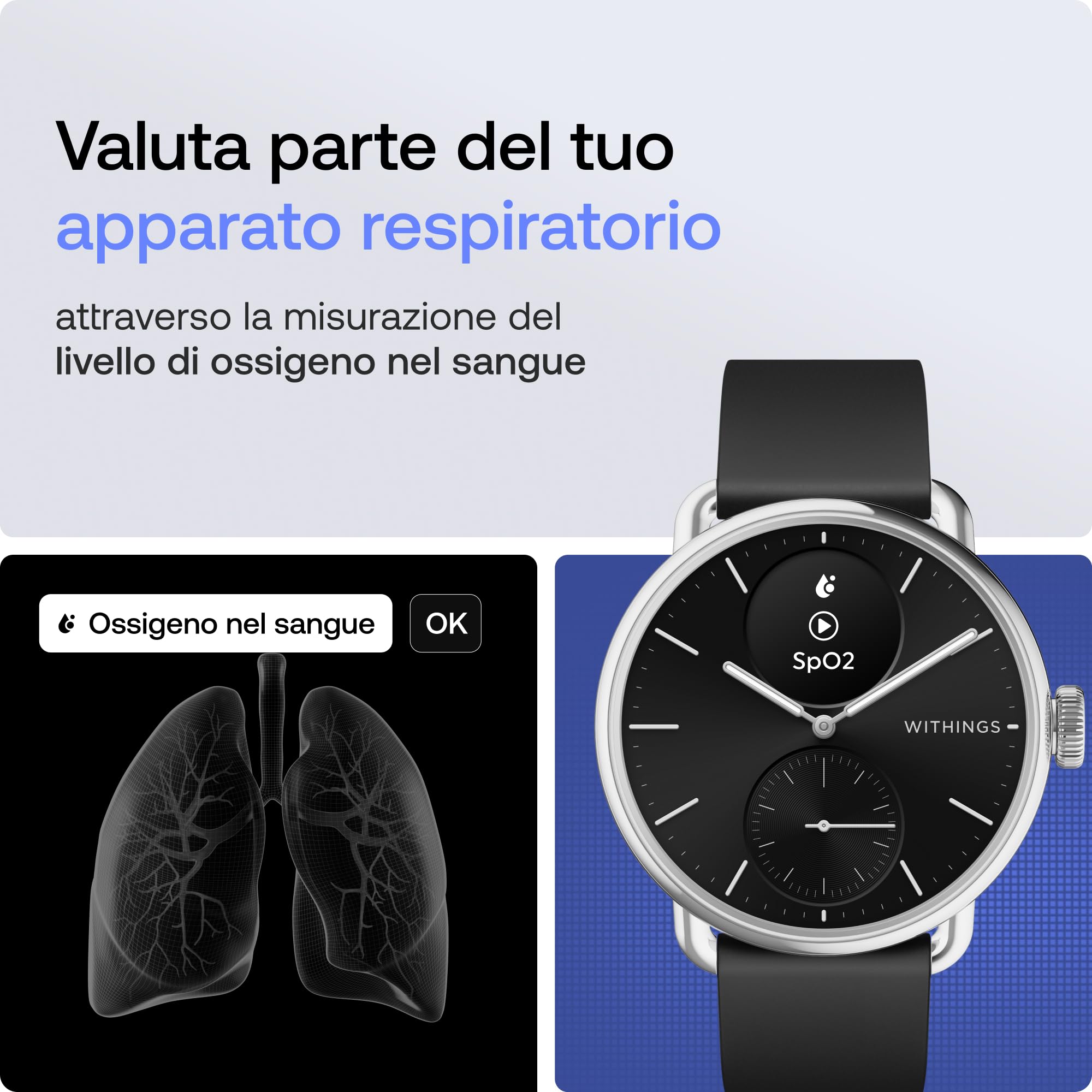 WITHINGS ScanWatch 2, Smartwatch ibrido per la salute del cuore per uomini e donne - ECG, SpO2, monitoraggio temperatura, sonno, salute respiratoria, ciclo, batteria 30 giorni, per iOS e Android