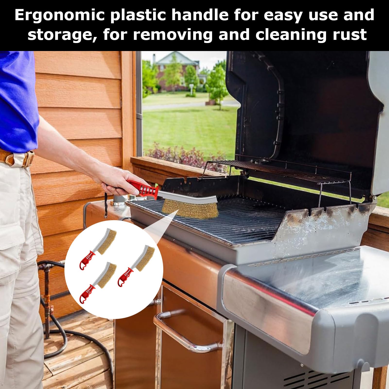 Set 3 Spazzole In Ottone Per Pulizia - Per Barbecue, Ruggine E Lavori Fai Da Te - Foto 7