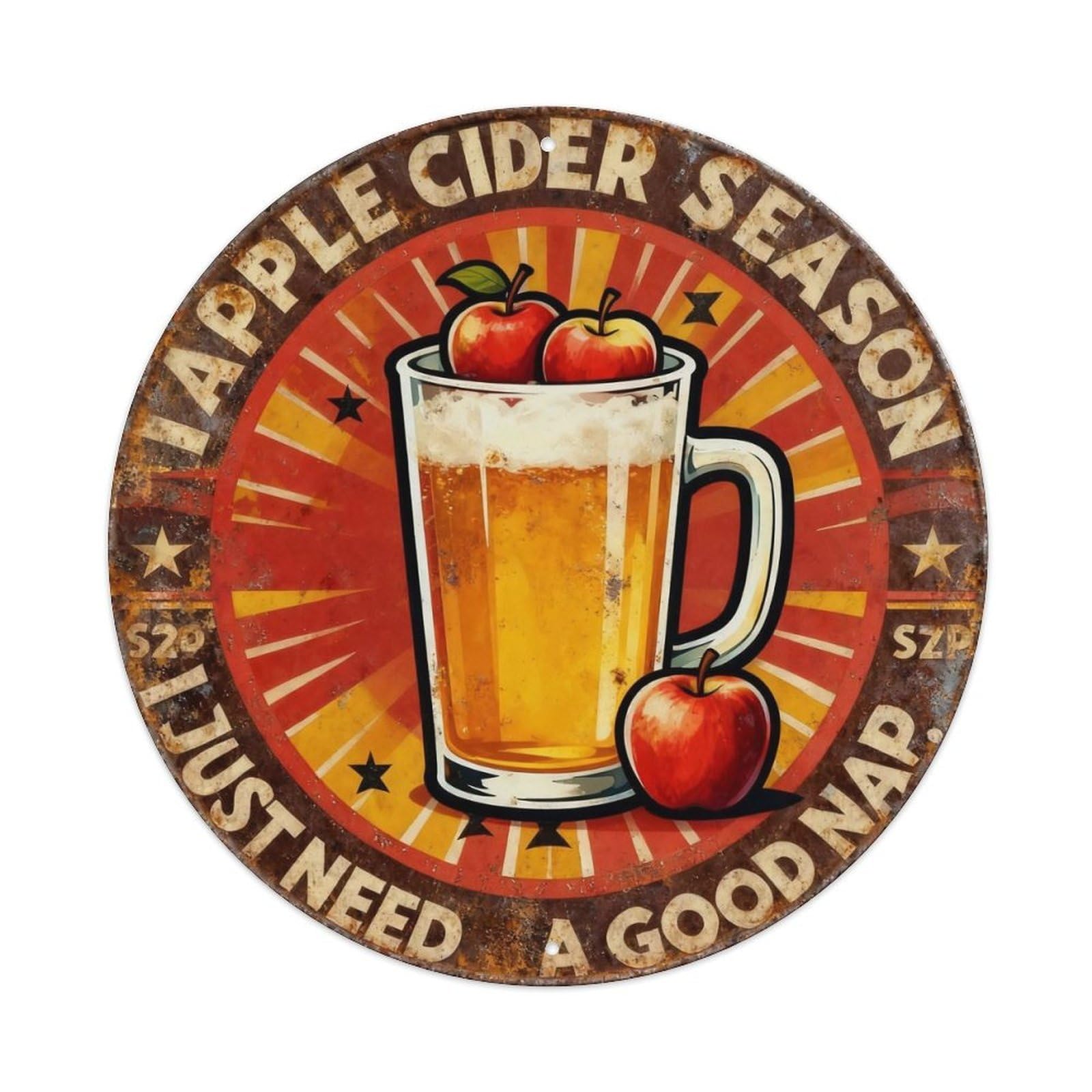 Vintage Fall Apple Cider Season Metal Tin Sign Plaque