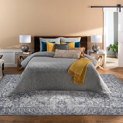 Miniatura 3 de Yancorp Tapete de interior de 3 x 5 pies, pequeño, delgado, lavable, antideslizante, tapete bohemio para sala de estar, tapete para interiores,