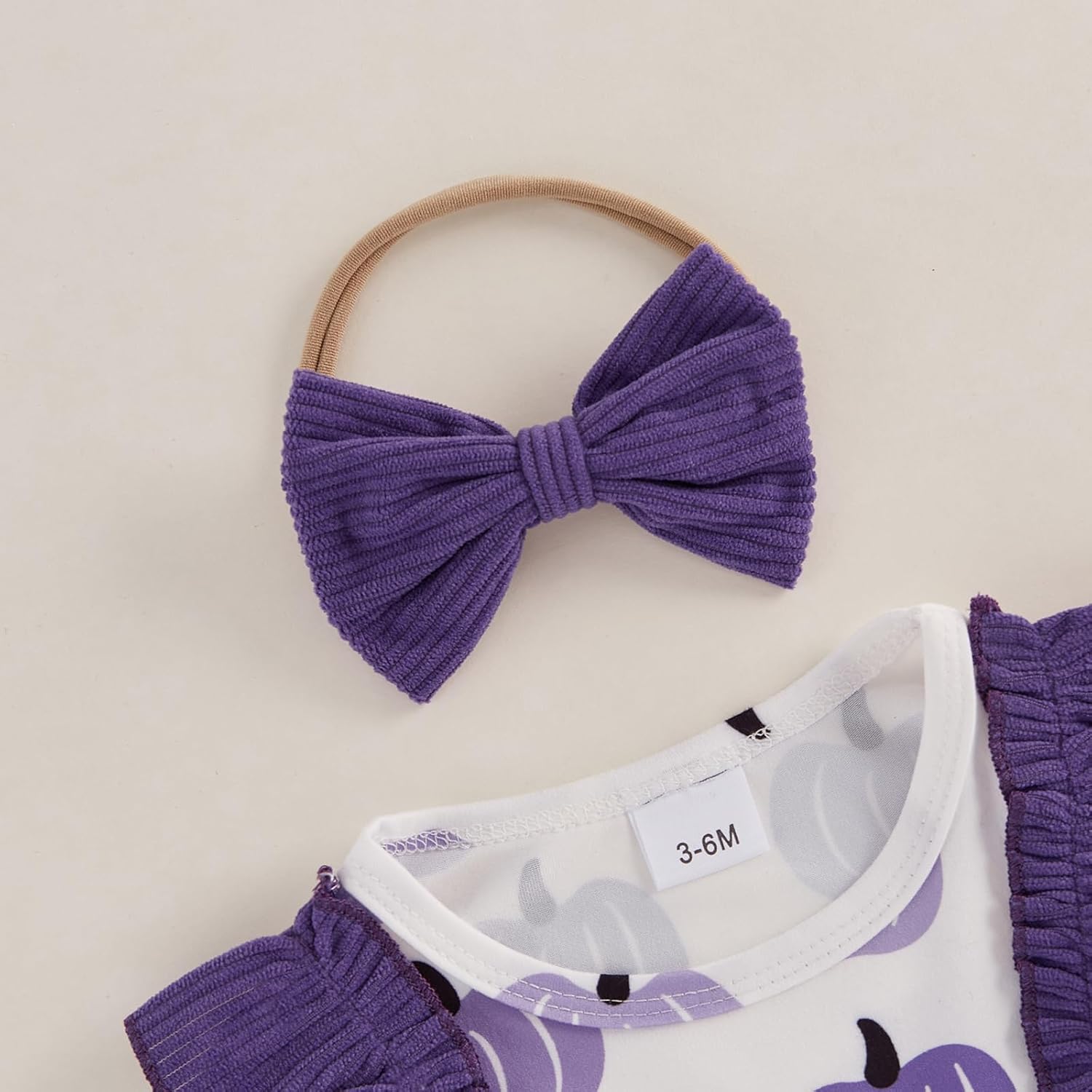 My First Halloween Baby Girl Outfit Newborn Pumpkin Pie Romper Skirt Happy Thanksgiving Fall Clothes with Headband - Image 2