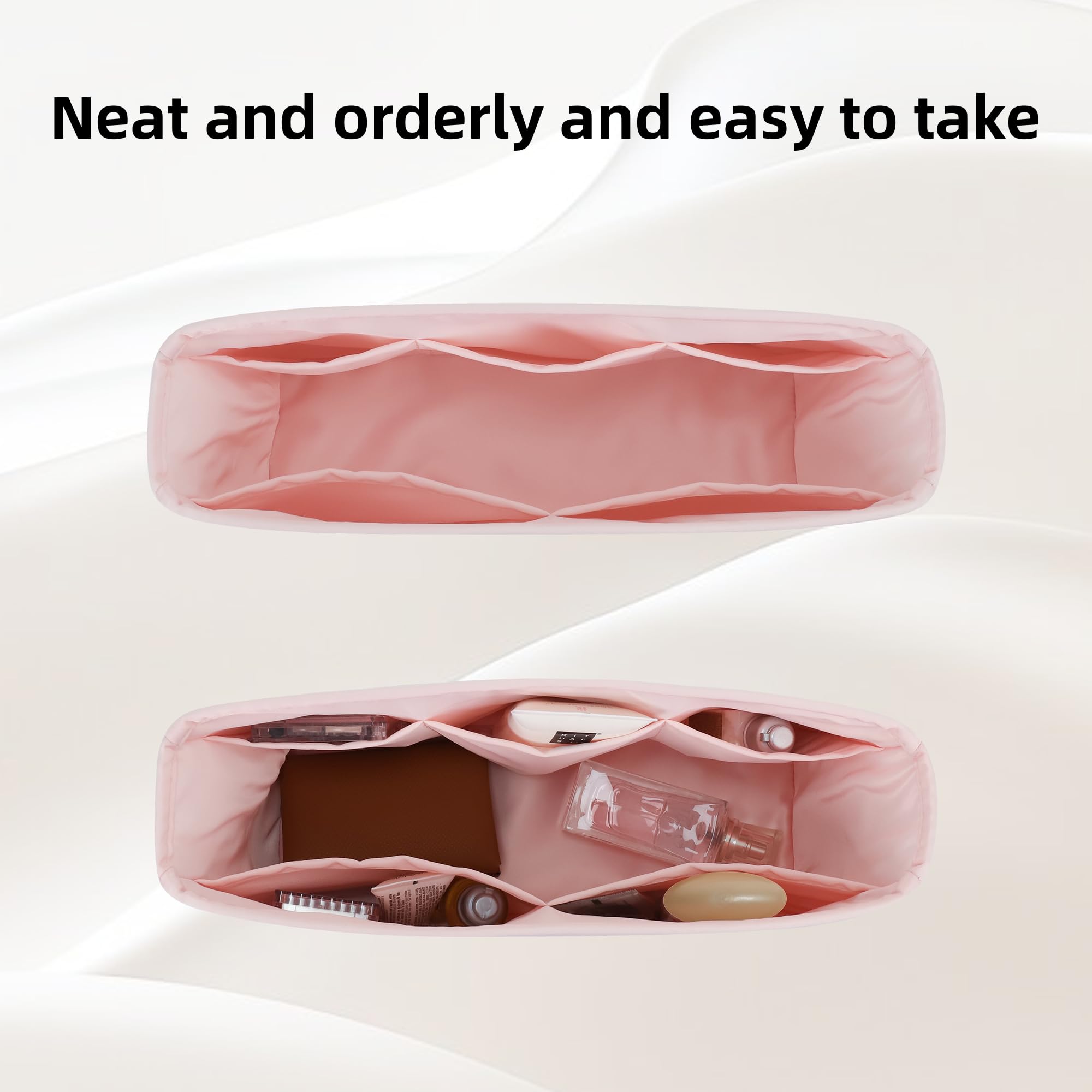 DGAZ Organisateur de Sac en Soie pour LV Neverfull (GM, Rose) | Soie Premium, Ultra Léger, Maintien de Forme Parfait, Protection Anti-rayure pour Sac de Luxe