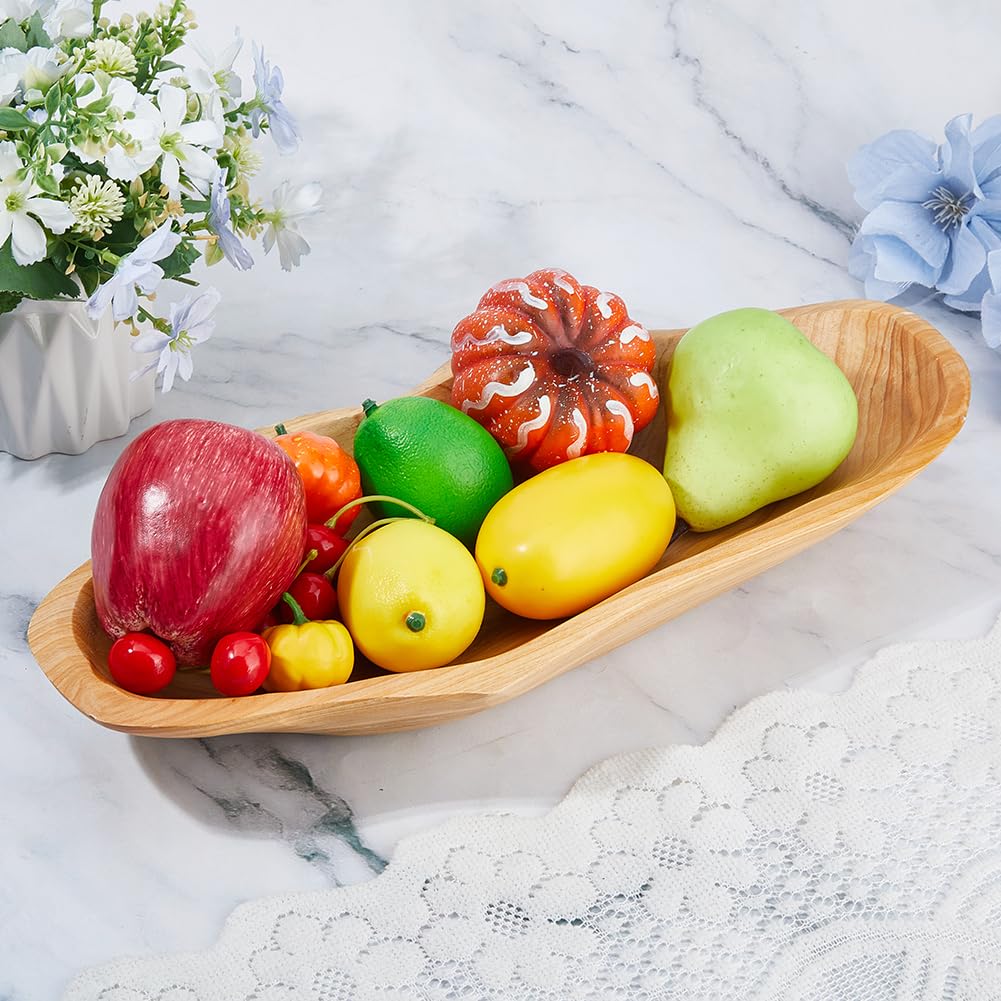 DICOSMETIC Ciotola per frutta in legno, unica ciotola per frutta in legno, snack e frutta, rustica, decorazione in legno, per frutta e verdura, visualizzazione 40 x 16,8 x 5,8 cm