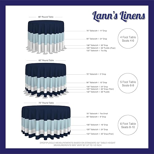 Miniatura 6 de Lann's Linens - 10 manteles redondos de tela de poliéster para bodasbanquetesrestaurantes (varios colores y tamaños)