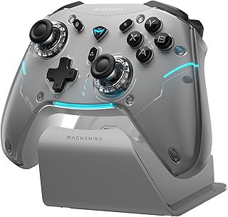 Machenike G5PROMAXSE Manette PC Gamer avec Station de Charge (BT/USB-C filaire/2.4GHz), Manette Bluetooth PC avec Windows/Switch/Mac/iOS/Android/iPad, Turbo, Vibration, Gris