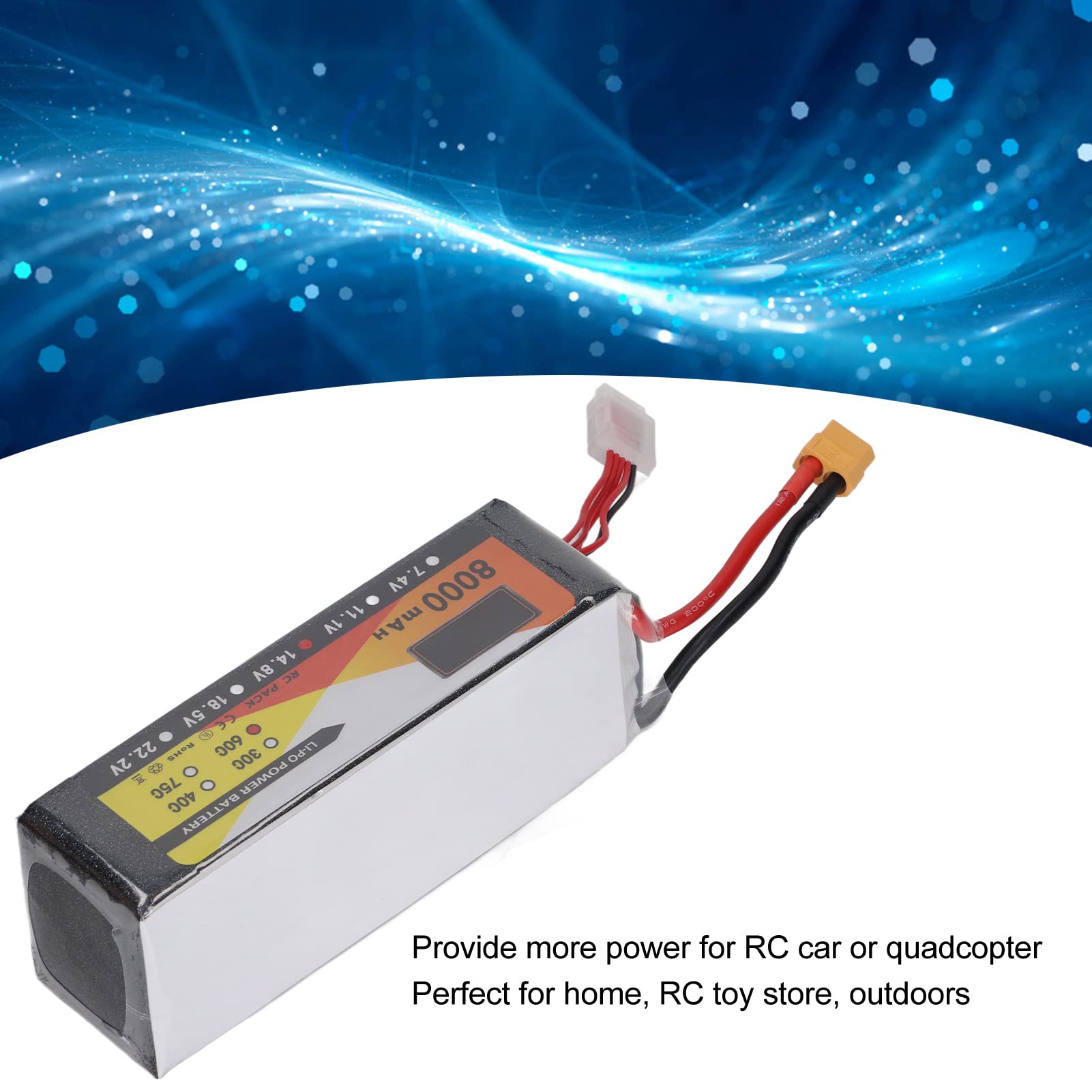 Batteria RC Lipo 14.8V 8000mAh 60C Batteria ricaricabile 4S1P ad alta potenza ad alta capacità con spina XT60 per RC Auto da corsa Quadcopter FPV Drone