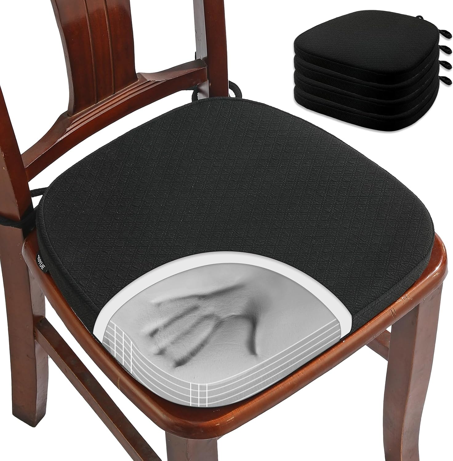 BUYUE Memory Foam Chair Cushions, U-Shape 4-pack