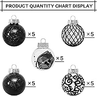 Vista 3 de Juego de adornos de Navidad transparentes de 2.36 pulgadas, 30 piezas inastillables decorativas colgantes con relleno delicado, bolas de árbol