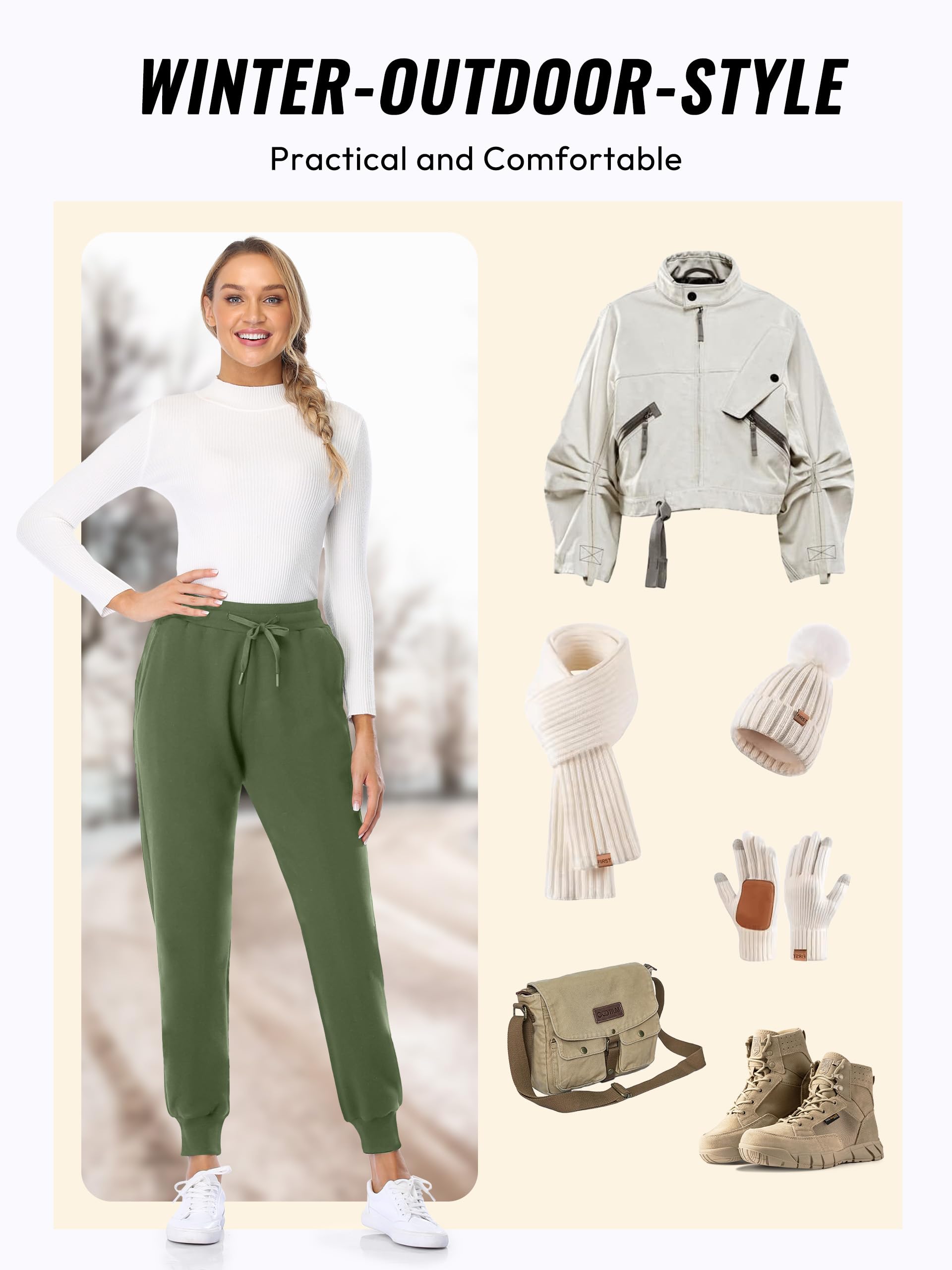 MOVE BEYOND Gefütterte Jogginghose Damen Warm Thermo Fleecehose Winter Verdickte Kuschelhose mit 2 Taschen Sherpa-Innenfutter Kordelzug Sweathose